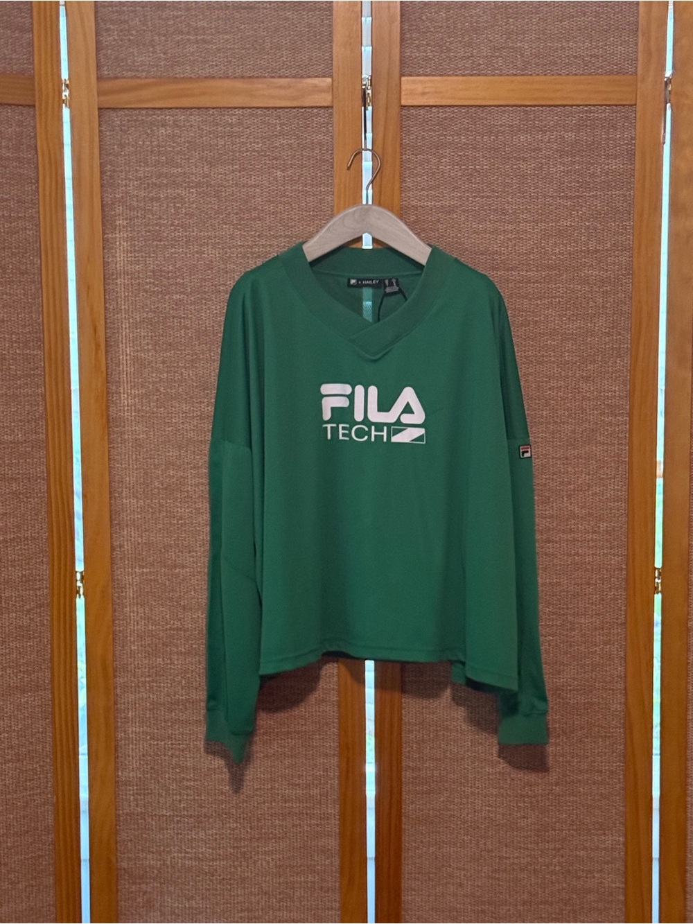 FILA X HAILEY BIEBER TECH Green V-Neck Pullover